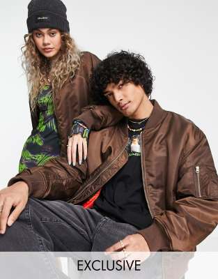 Пальто и куртки  Asos Коричневый бомбер из переработанного полиэстера COLLUSION Unisex-Красный