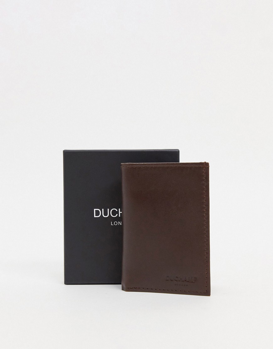 фото Коричневый кожаный кошелек для пластиковых карт со складным дизайном duchamp-коричневый цвет