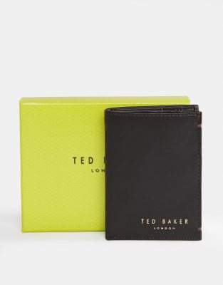 фото Коричневый кожаный складной бумажник ted baker zacks-коричневый цвет