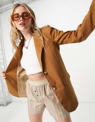   Asos Коричневый однобортный блейзер Topshop-Коричневый цвет