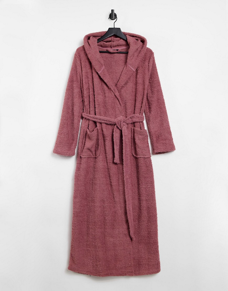 фото Коричневый пушистый халат макси asos design mix & match-коричневый цвет