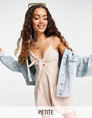 Костюмы и комбинезоны  Asos Коричневый ромпер с узором и завязкой New Look Petite-Розовый цвет