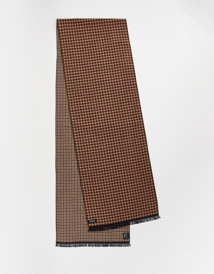 фото Коричневый шарф в мелкую клетку gianni feraud-коричневый цвет