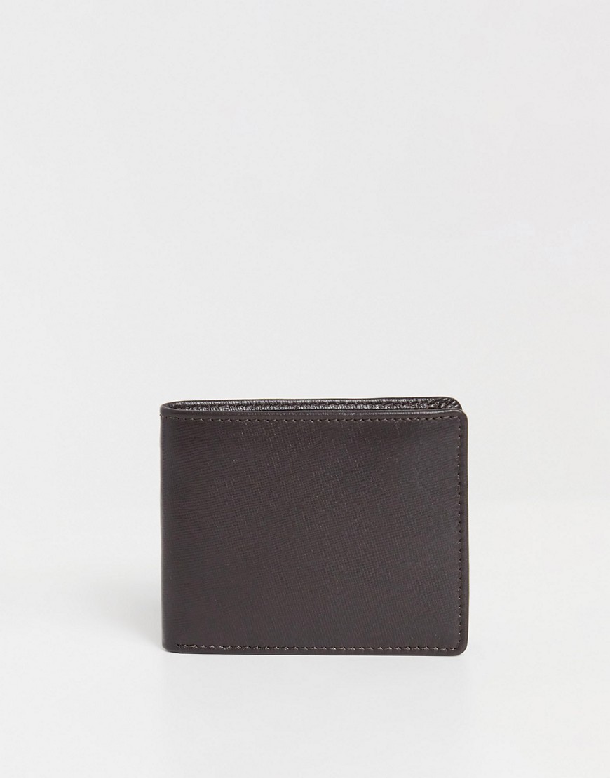 фото Коричневый складывающийся вдвое бумажник из сафьяновой кожи с тиснением asos design-коричневый цвет