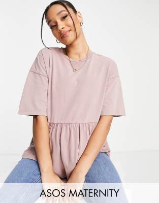 Топы для беременных Коричневый выбеленный свободный топ в стиле casual ASOS DESIGN Maternity-Коричневый цвет