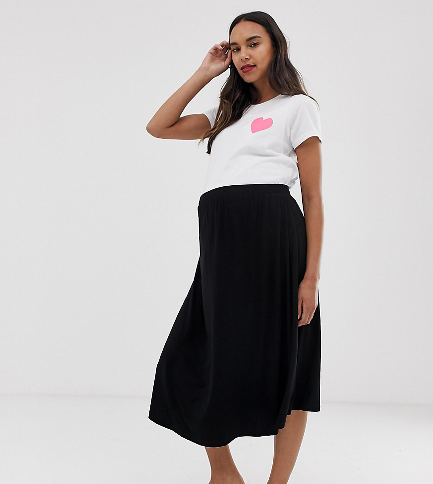 фото Короткая расклешенная юбка миди asos design maternity-черный asos maternity
