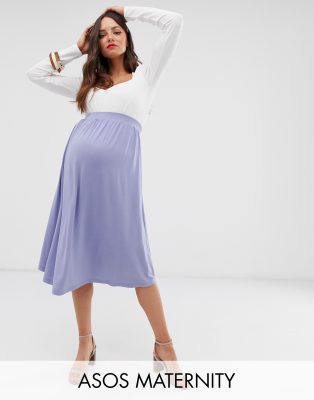 фото Короткая расклешенная юбка миди asos design maternity-синий asos maternity