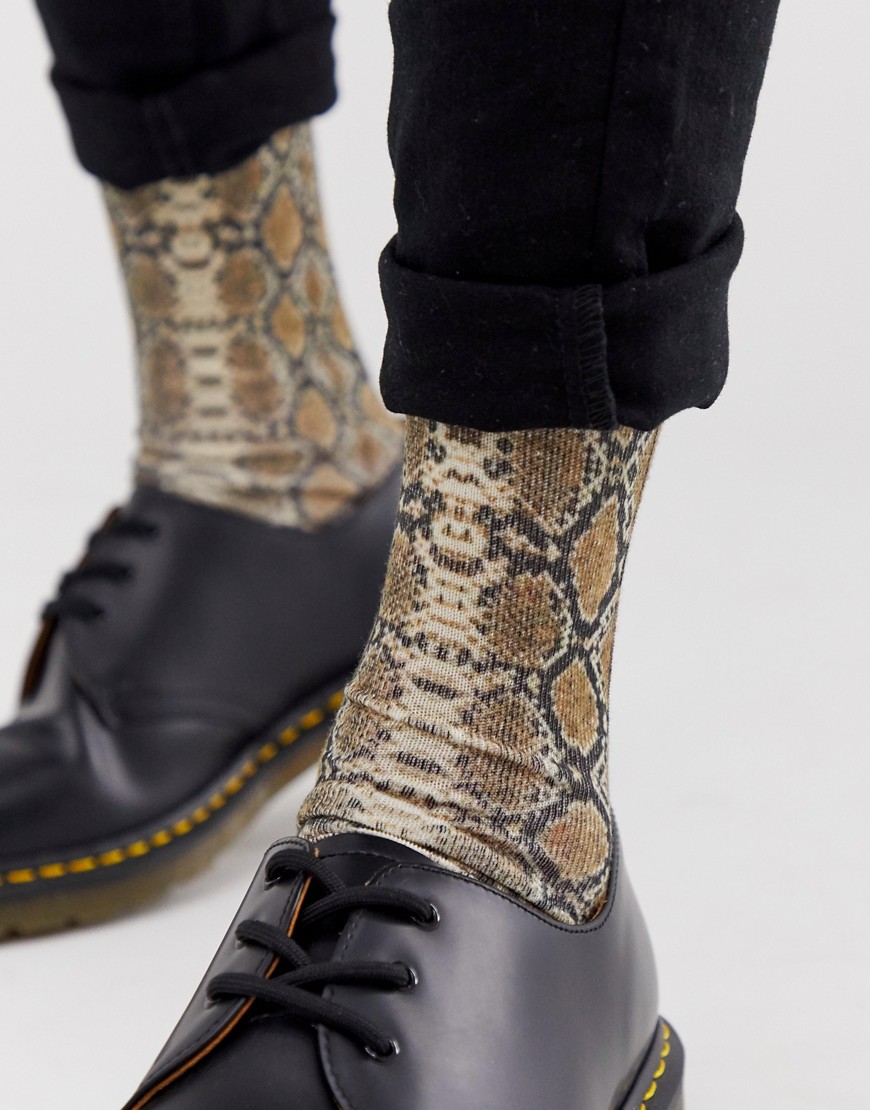 фото Короткие носки со змеиным принтом asos design-мульти