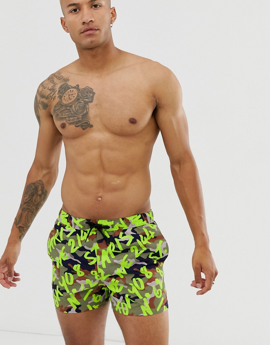 фото Короткие шорты для плавания с камуфляжным принтом asos design-мульти