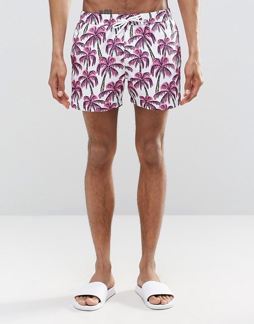 Короткие шорты для плавания с пальмовым принтом