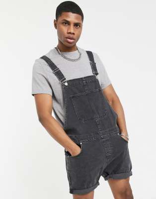  Короткий джинсовый комбинезон черного цвета ASOS DESIGN-Черный цвет