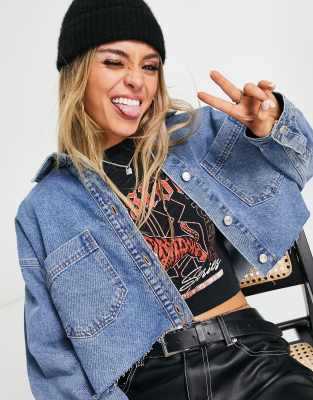 Джинсовые рубашки Короткий джинсовый шакет голубого цвета Topshop-Голубой