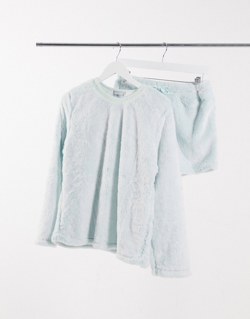 фото Короткий пижамный комплект из искусственного меха мятного цвета loungeable-зеленый