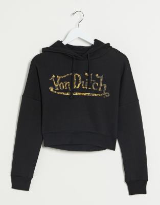 фото Короткий спортивный худи с логотипом von dutch-черный