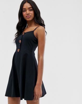 фото Короткое приталенное платье на пуговицах asos design-черный