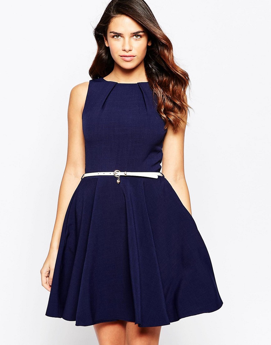 фото Короткое приталенное платье с ремешком closet-темно-синий closet london