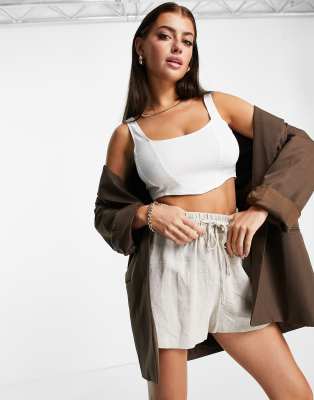 Топы-корсеты  Asos Корсетный топ от комплекта в цвете экрю Flounce London-Белый