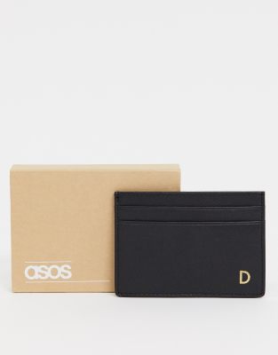 фото Кожаная кредитница с инициалом "d" asos design-черный