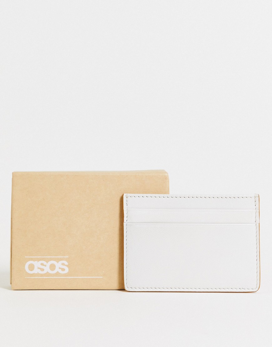 фото Кожаная кредитница цвета экрю со светло-коричневым окаймлением asos design-светло-бежевый цвет