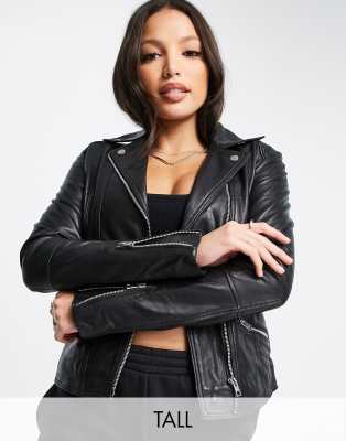 Кожаные куртки  Asos Кожаная куртка Barney's Originals Tall Belina-Черный цвет