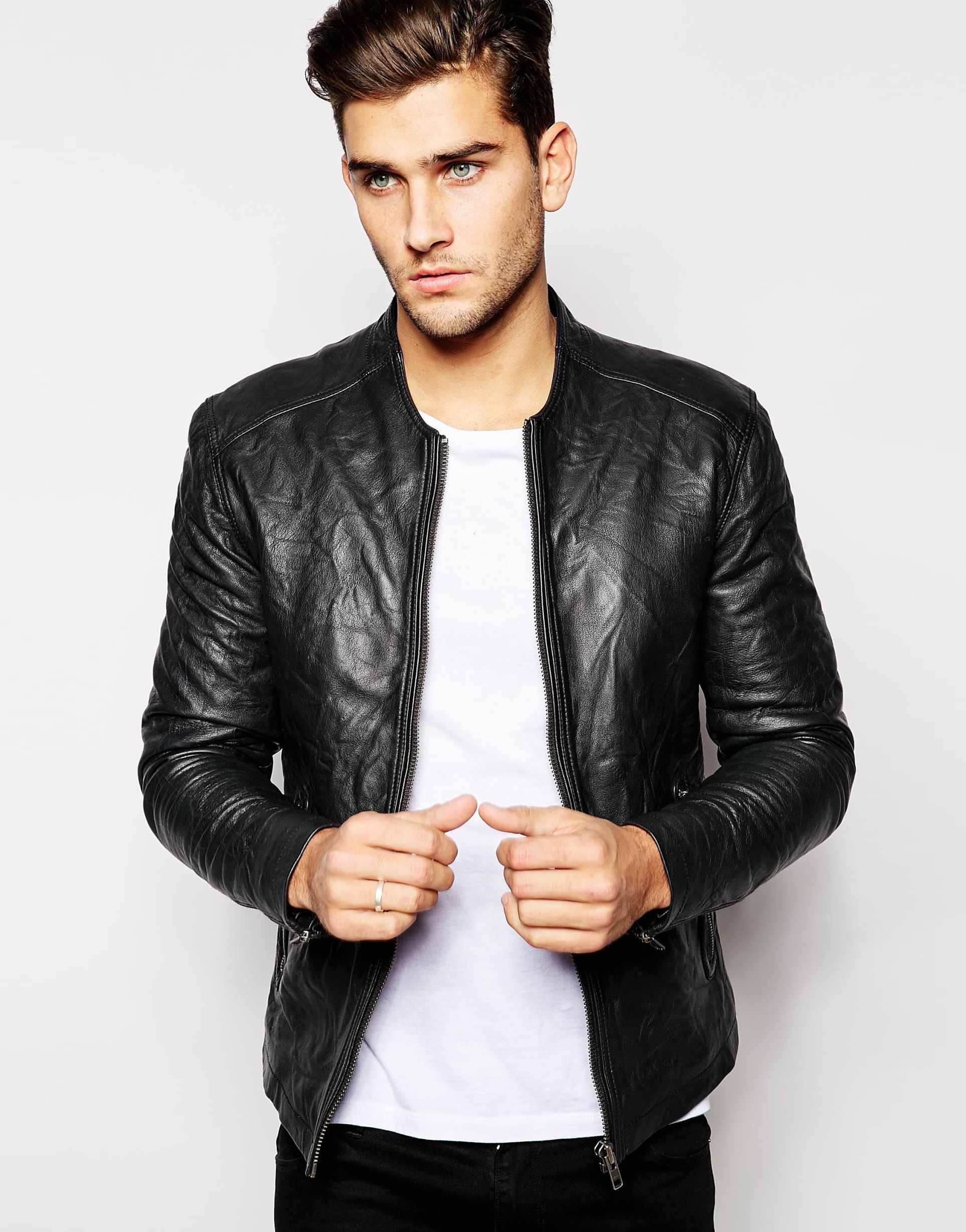 Кожаные куртки мужские casual. Barneys Originals кожаная куртка. Бомбер кожаный Barneys. Mens Black Jacket Leather Barneys ASOS. Кожаная куртка мужская Асос.