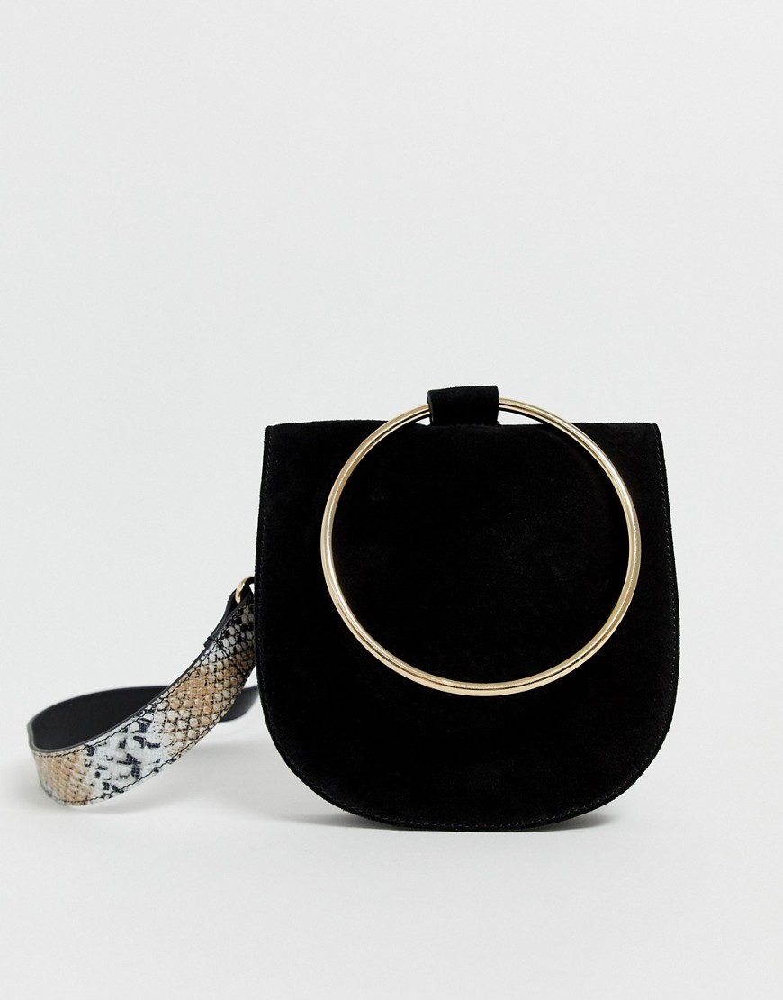 фото Кожаная сумка с кольцом и змеиным рисунком на ремешке urbancode-черный
