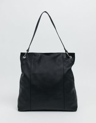 фото Кожаная сумка-шоппер с кольцами asos design-черный