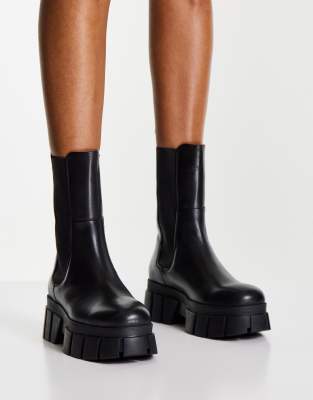 Кожаные ботинки челси черного цвета на массивной подошве ASOS DESIGN Adjust-Черный цвет