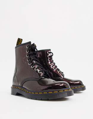 фото Кожаные ботинки с эффектом металлик dr martens 1460-красный