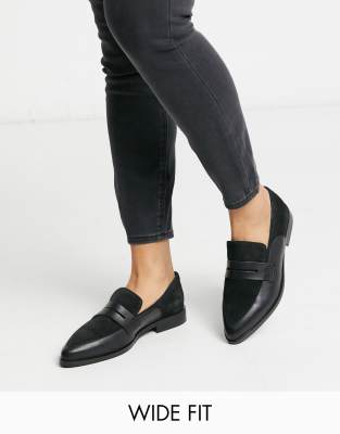 Кожаные лоферы для широкой стопы Vero Moda-Черный