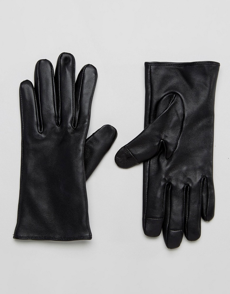 фото Кожаные перчатки asos-черный asos design