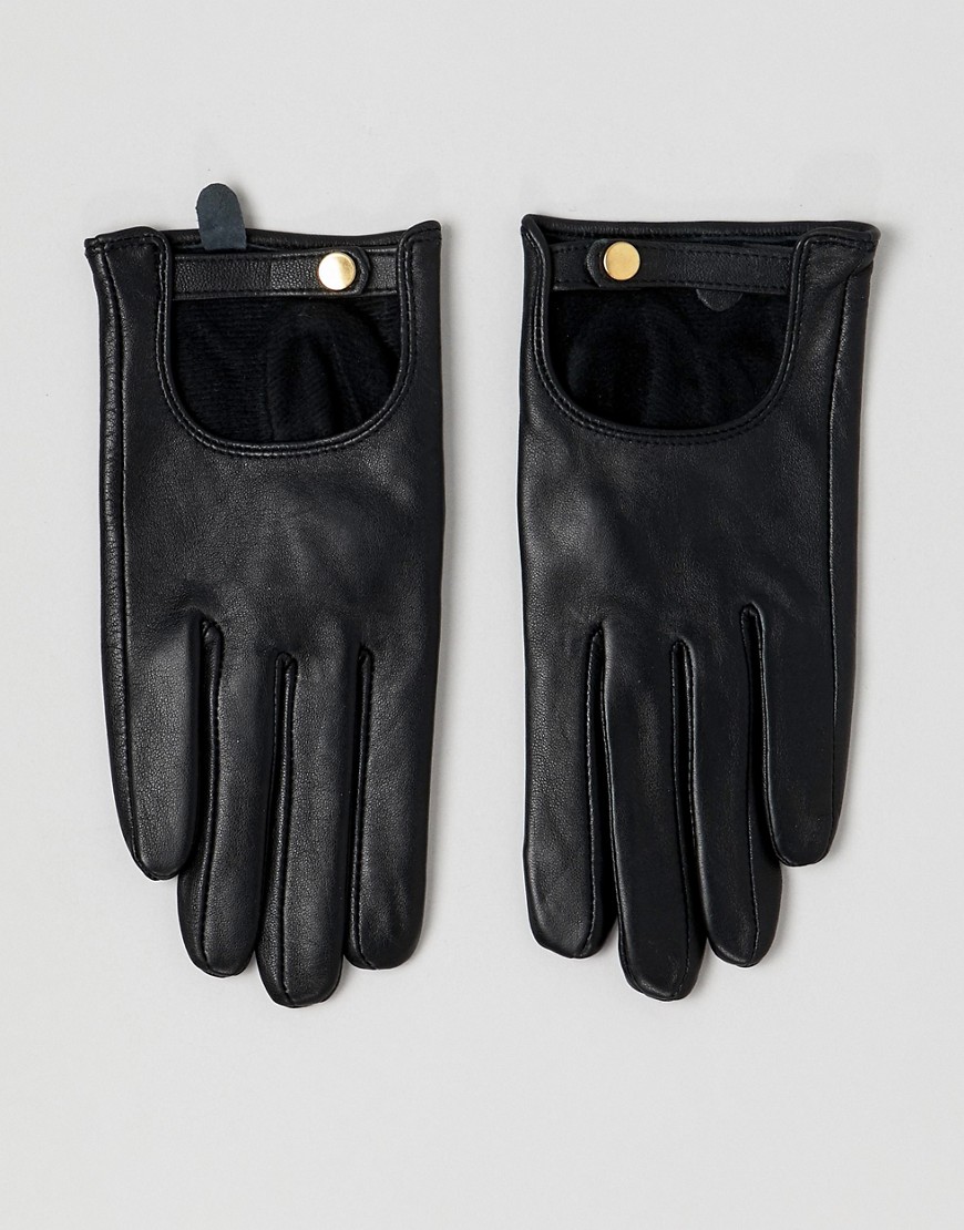 фото Кожаные перчатки для сенсорных экранов asos design-черный