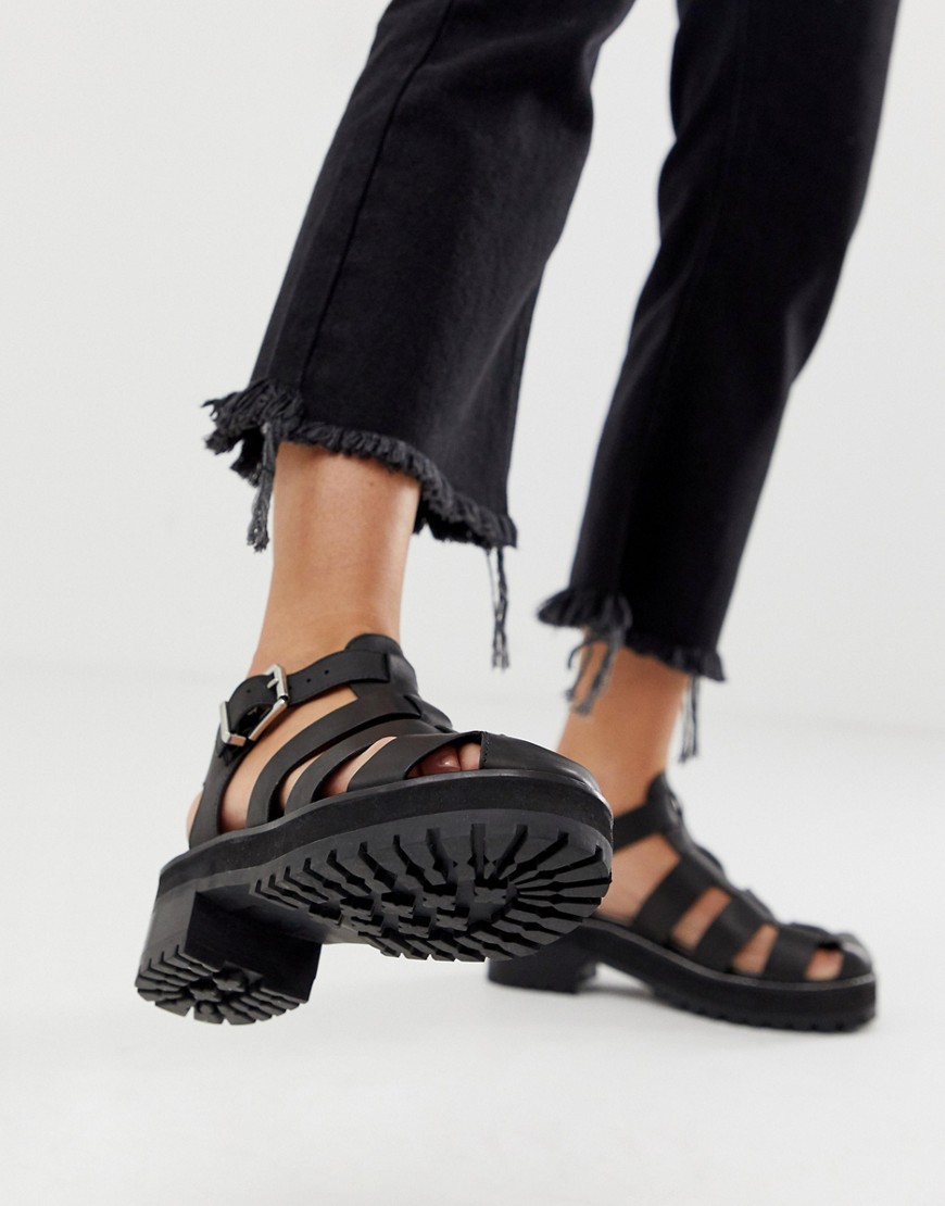 фото Кожаные сандалии на массивной подошве asos design-черный