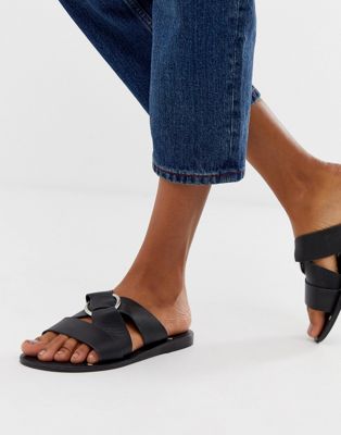 фото Кожаные сандалии с кольцами asos design frankie-черный