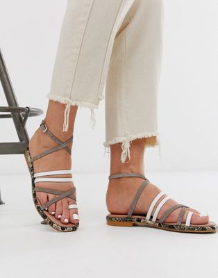фото Кожаные сандалии с ремешками asos white - buttercup-мульти