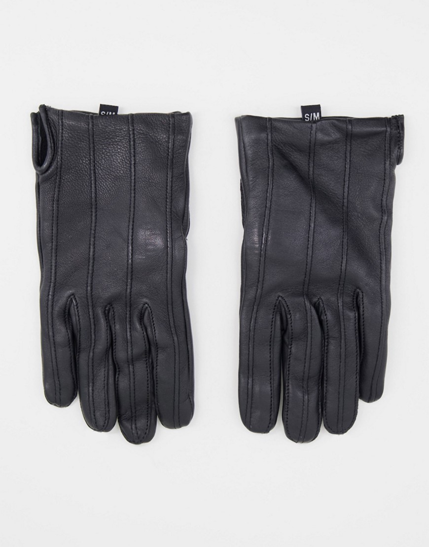Кожаные водительские перчатки черного цвета Bolongaro Trevor-Черный