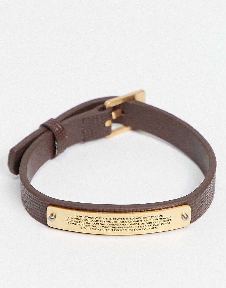 фото Кожаный браслет с пластиной ben sherman-коричневый цвет