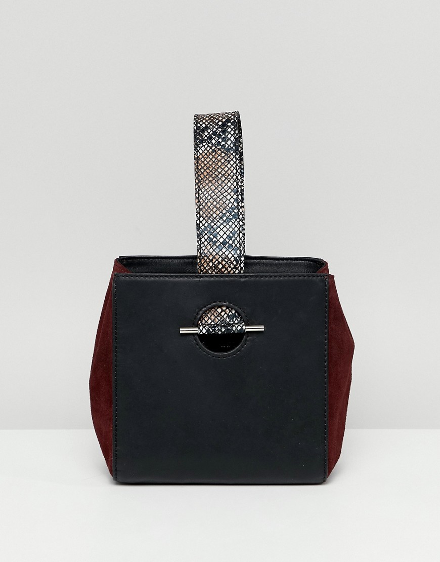 фото Кожаный клатч со змеиным ремешком asos design-мульти