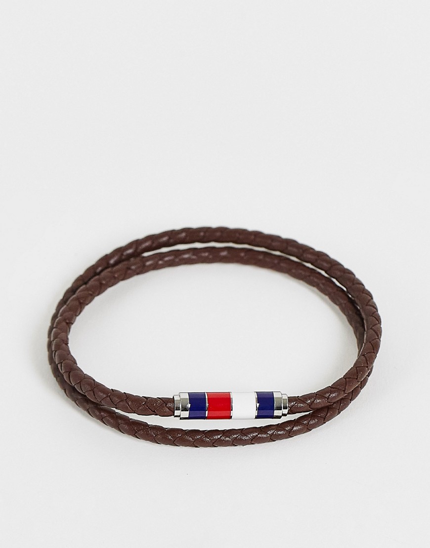 фото Кожаный коричневый браслет в несколько оборотов tommy hilfiger-коричневый цвет