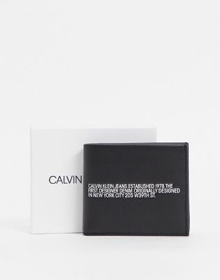 фото Кожаный кошелек с логотипом calvin klein jeans-черный