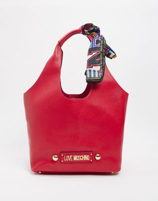 фото Красная сумка-тоут с шарфом love moschino-красный
