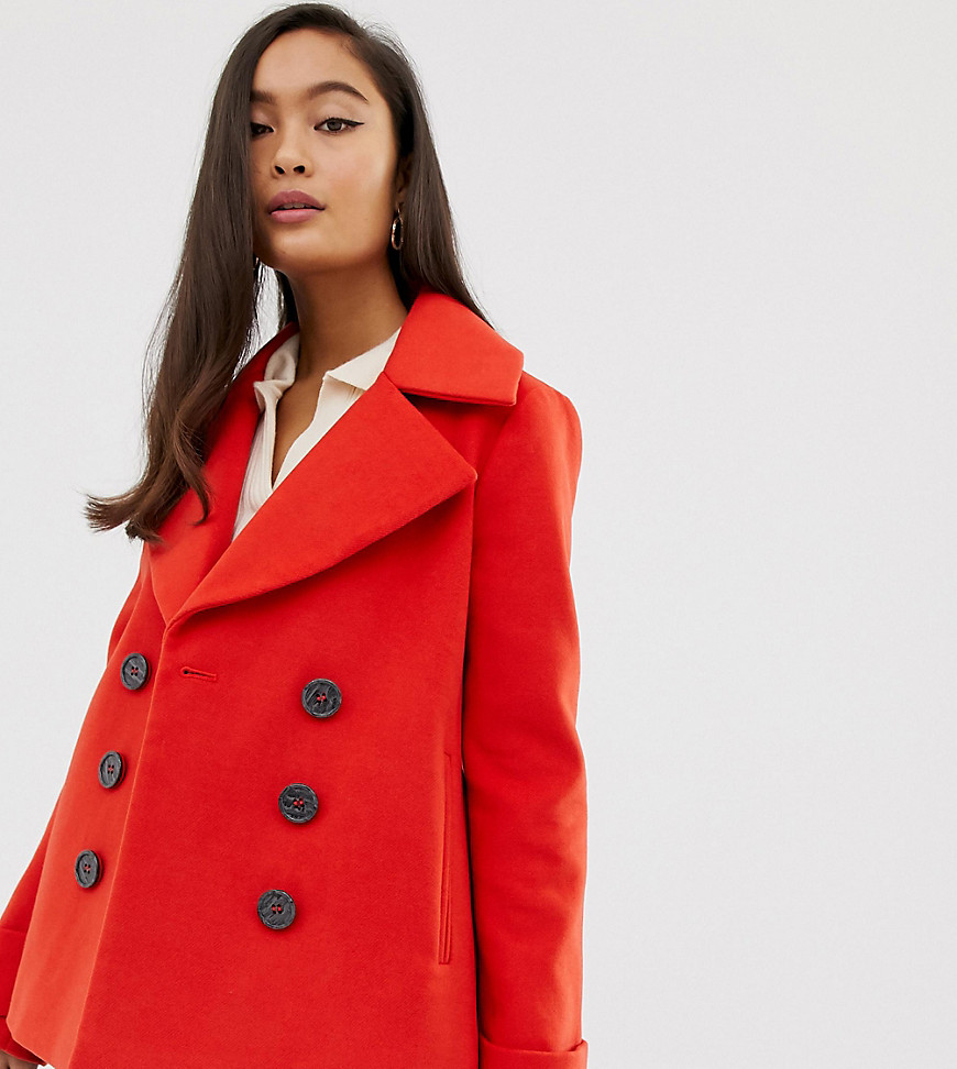 фото Красное двубортное пальто miss selfridge-красный