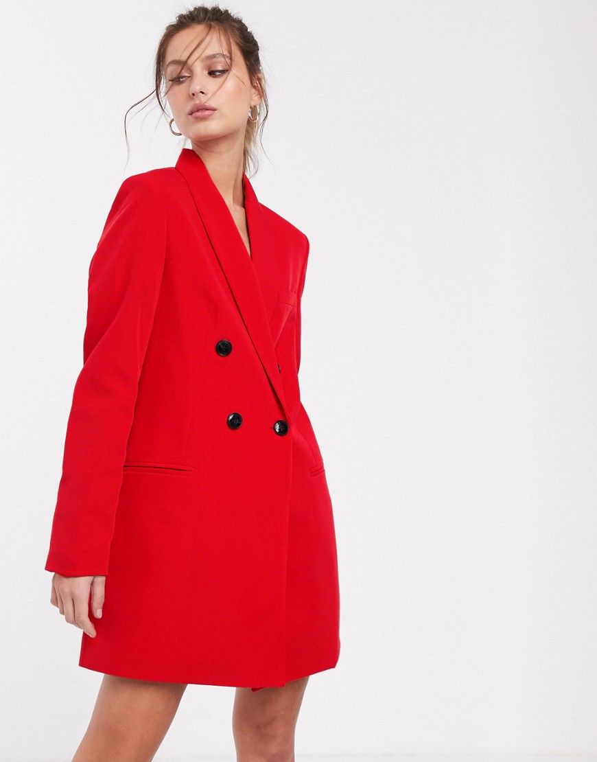 фото Красное платье-пиджак 2 в 1 stradivarius-красный