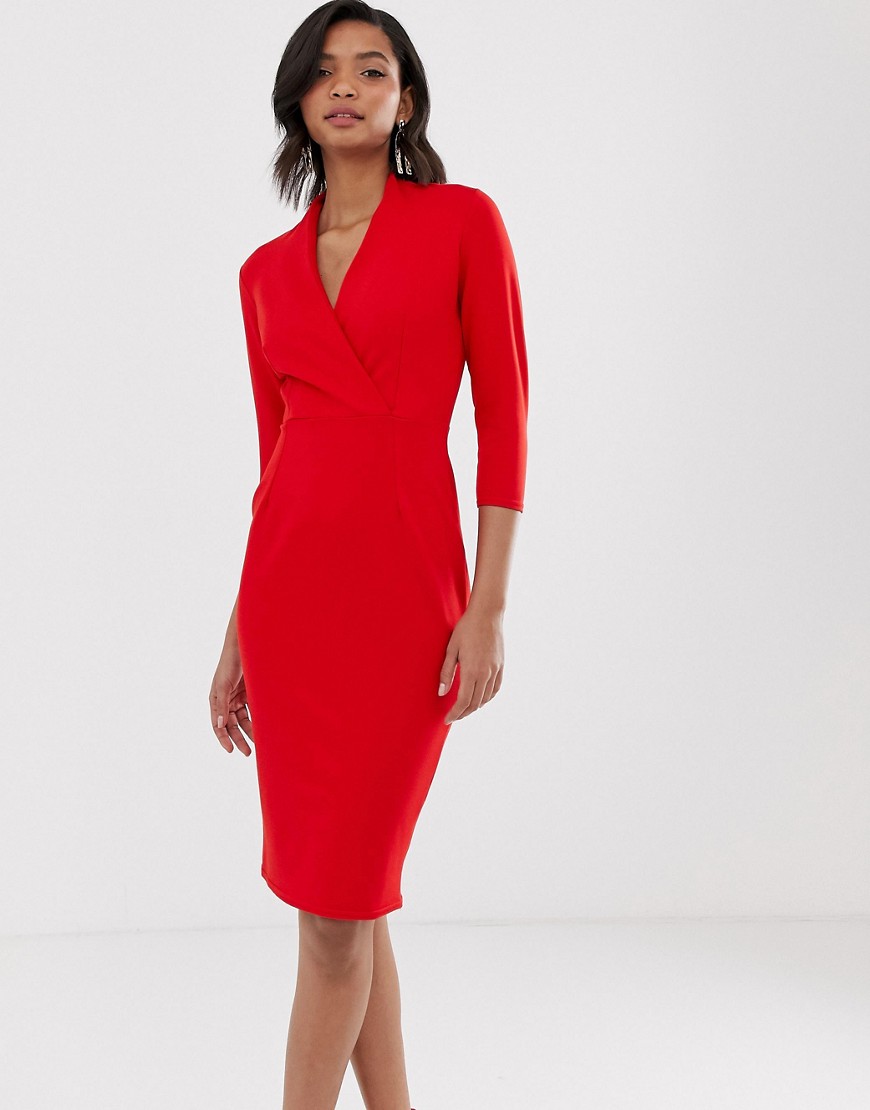 фото Красное платье‑футляр с запахом closet-красный closet london