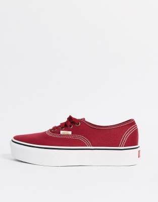 фото Красные кеды на платформе vans ua authentic-красный