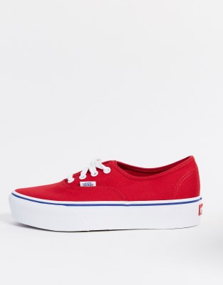 фото Красные кеды на платформе vans ua authentic-красный