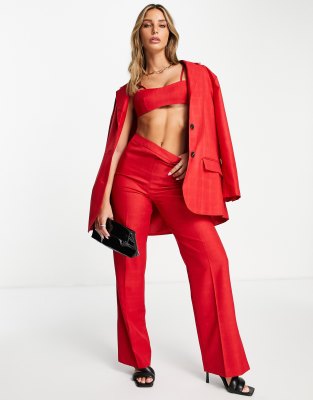 Прямые брюки  Asos Красные классические брюки Topshop-Красный