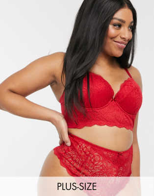 Красные кружевные стринги New Look Curve-Красный