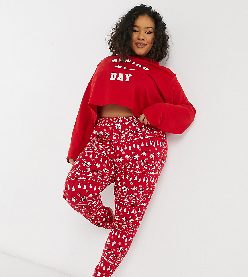 фото Красные пижамные брюки от комплекта с рождественским принтом outrageous fortune plus-красный