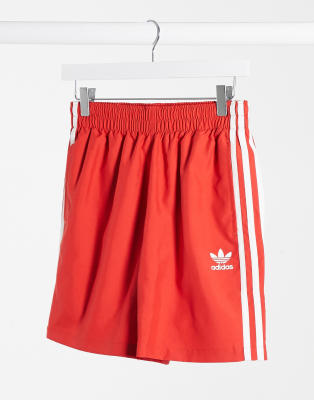 фото Красные шорты для плавания с 3 полосками adidas originals-красный